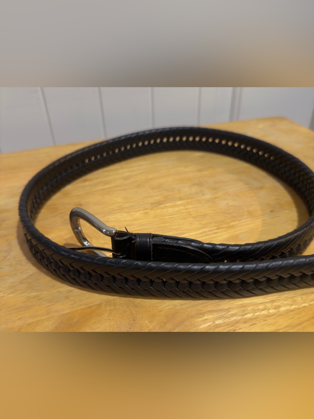 Braided Black Leather Belt Women’s Men’s Casual Adjustable Woven Waist Belt